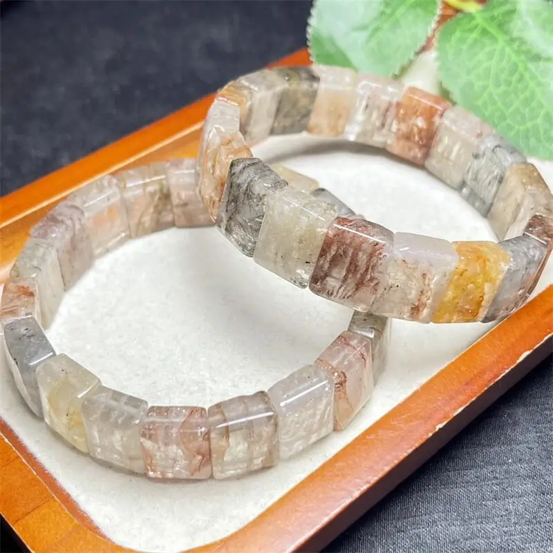 Natural Thousands Of Layers Of Garden Quartz Bangle Energy Bangle Mineral String Woman Jewelry Healing Gift 1pcs 15X11MM