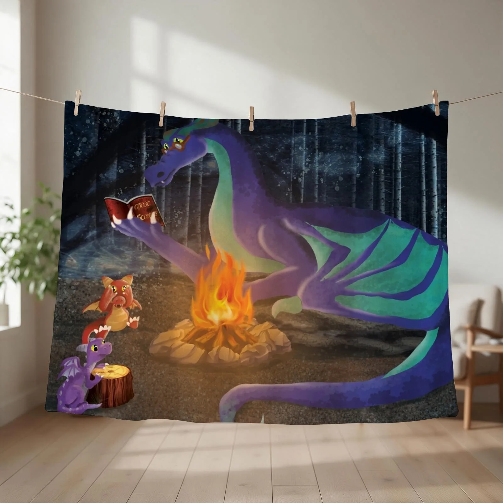 Father Dragon Throw Blanket couch cozy soft plush fuzzy picnic outdoor blanket