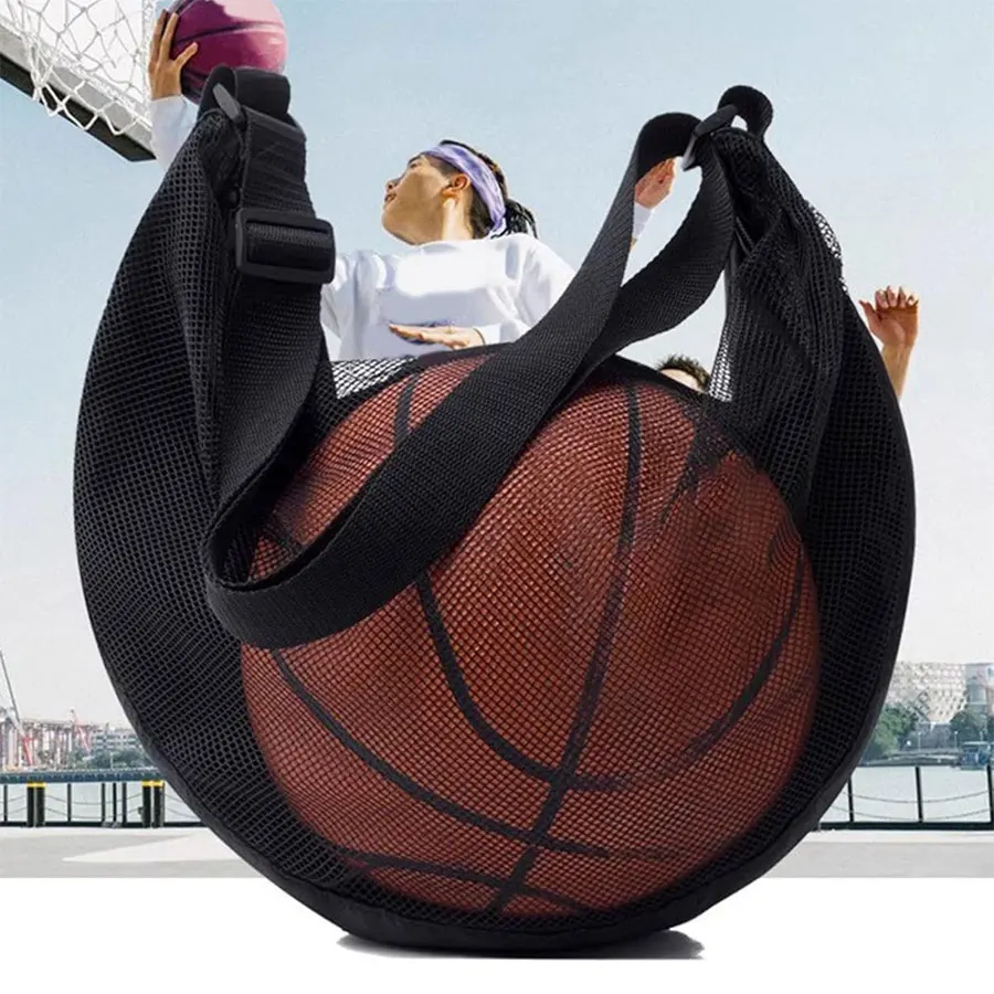 New 4/2/1pcs Anti-Tear Mesh Single Ball Bag Portable Storage Net Bag Fits Size 7 Basketball Soccer Volleyball Adjustable Strap view 5