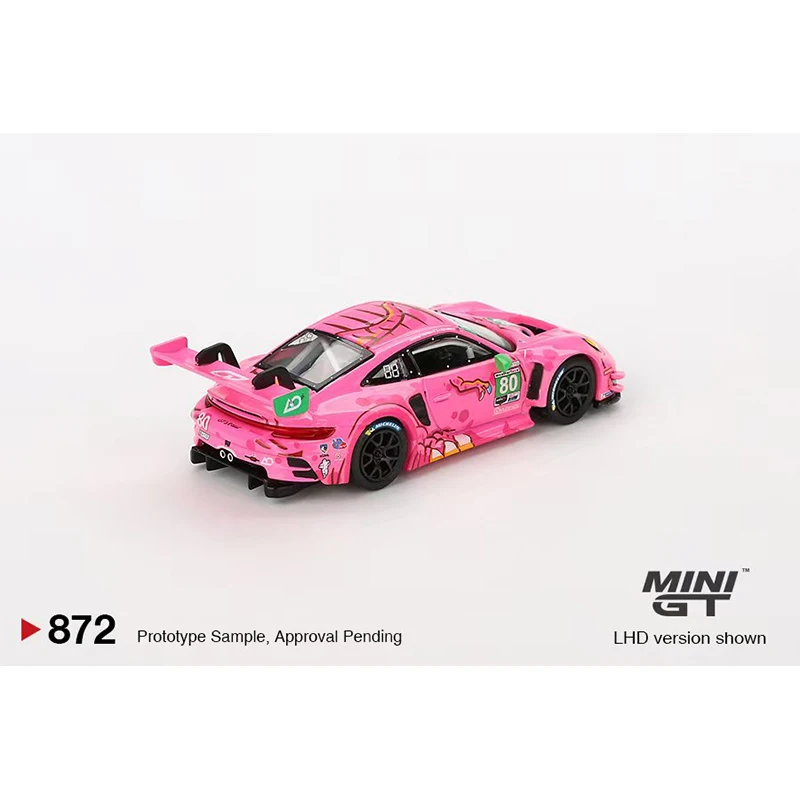 ما قبل البيع MINIGT 872 1:64 992 GT3R # 80 AO Racing 2023 IMSA Pink Diecast Diorama Model Collection Toys