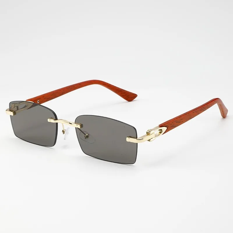 1 Stück Rahmenlose Brille mit Holzmaserung-Imitation im Business-Stil, Klassisch Modische Dekorative Brille für Damen und Herren – Detail 6