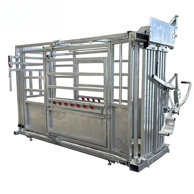 Heavy Adjustable Galvanizing Metal Tube PremiumDesign Hydraulic Squeeze Cow Chute Head Cattle Crushcattle SqueezeChute StockYard