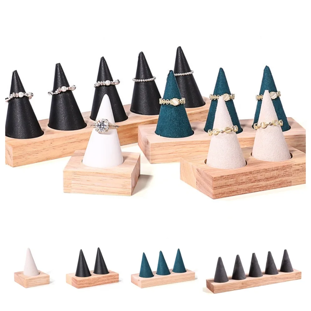 

Jewelry Display Cone Shape Rings Holder Storage Rack Multiple Size Flannelette Rings Display Stand Vintage Lightweight