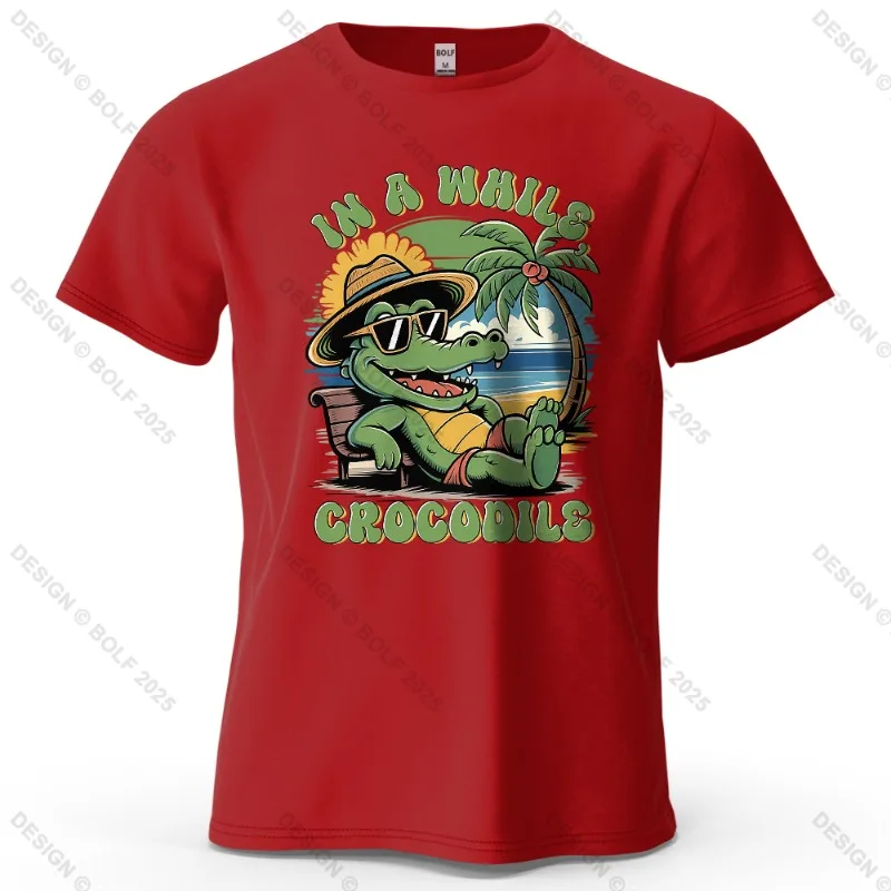 Summer Beach Pattern Cartoon Print Casual Short Sleeved New Personalized Men's and Women's Soft and Skin Friendly T-shirt