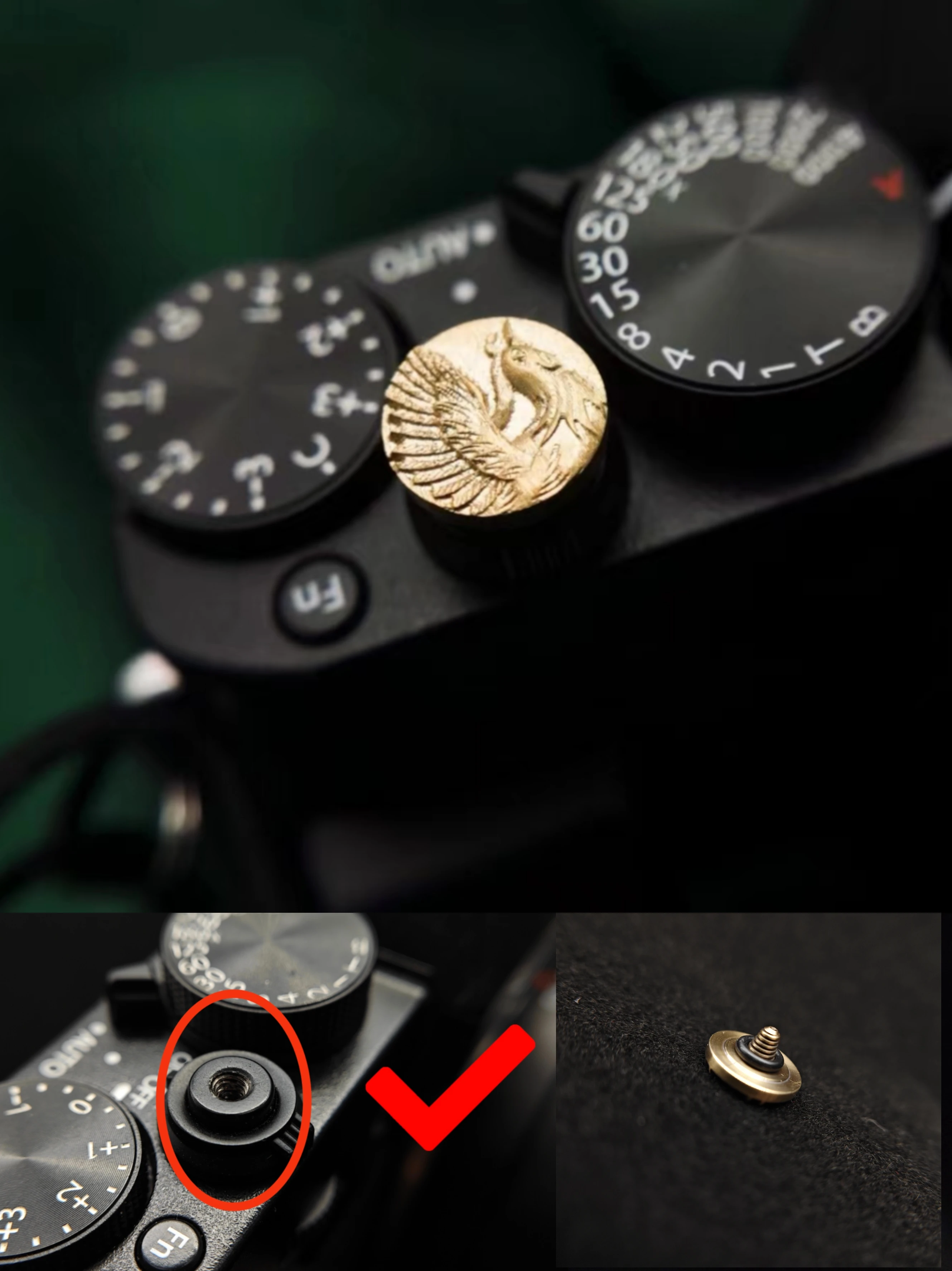 Nikon Zf Shutter Button Chinese Style Phoenix Embossed for Nikon FM2 ZF Fujifilm XT5 Leica M10 Copper Shutter Release Button