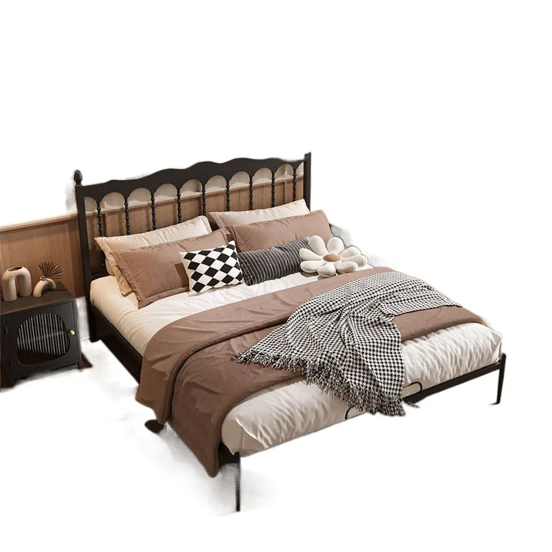 

French retro wrought iron bed modern simple bedroom household small apartment children's wrought iron bed teen bed senior sense