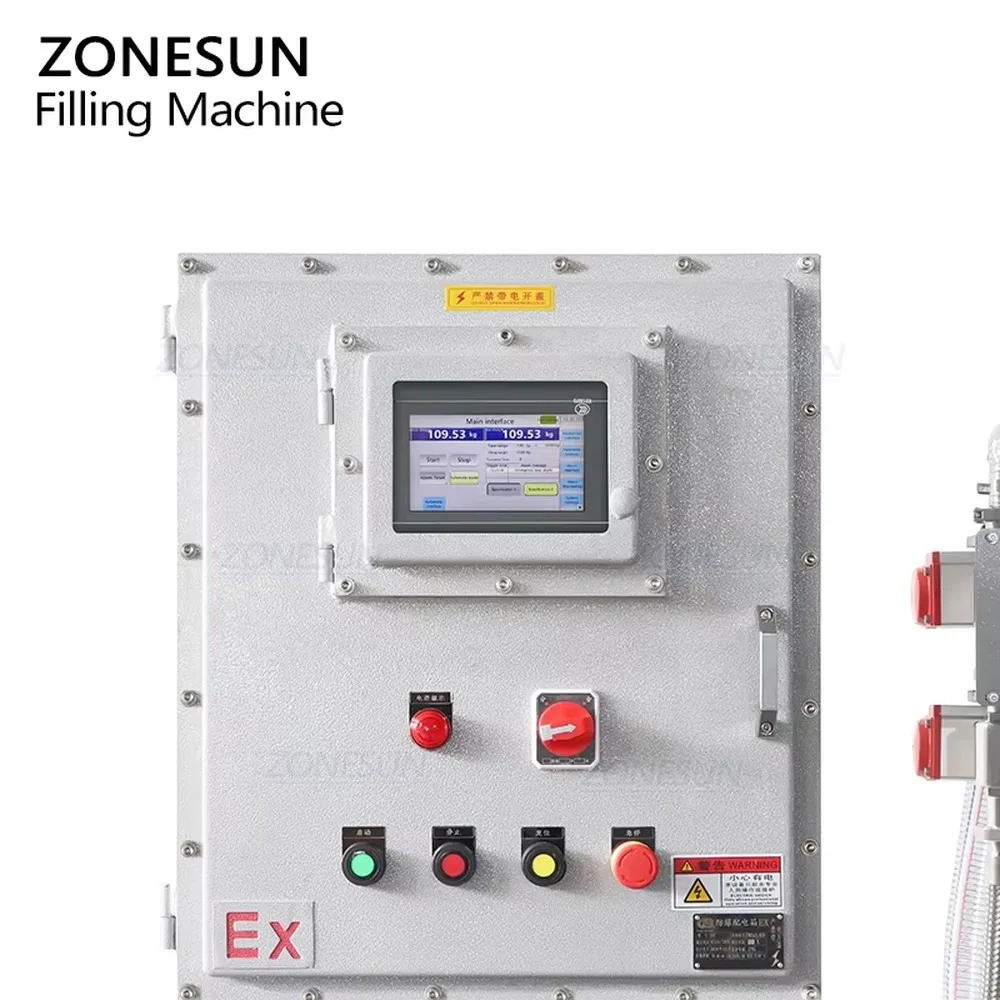 ZONESUN Semi Automatic Explosion Proof Large Flow  Liquid Drum Weighing Filling Machine With Feeding Pump