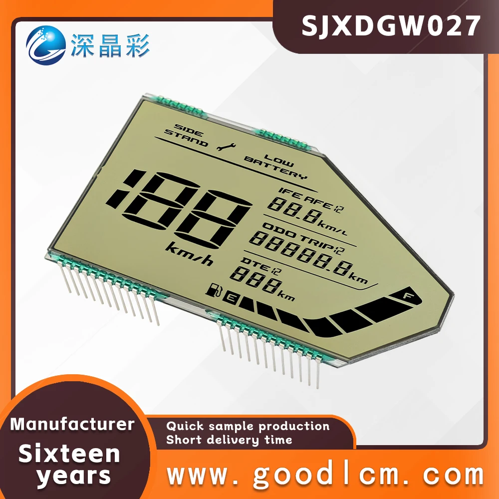 Customized Non standard LCD segment odometer display screen SJXDGW027 HTN Positive low-power anti glare motorcycle LCD screen