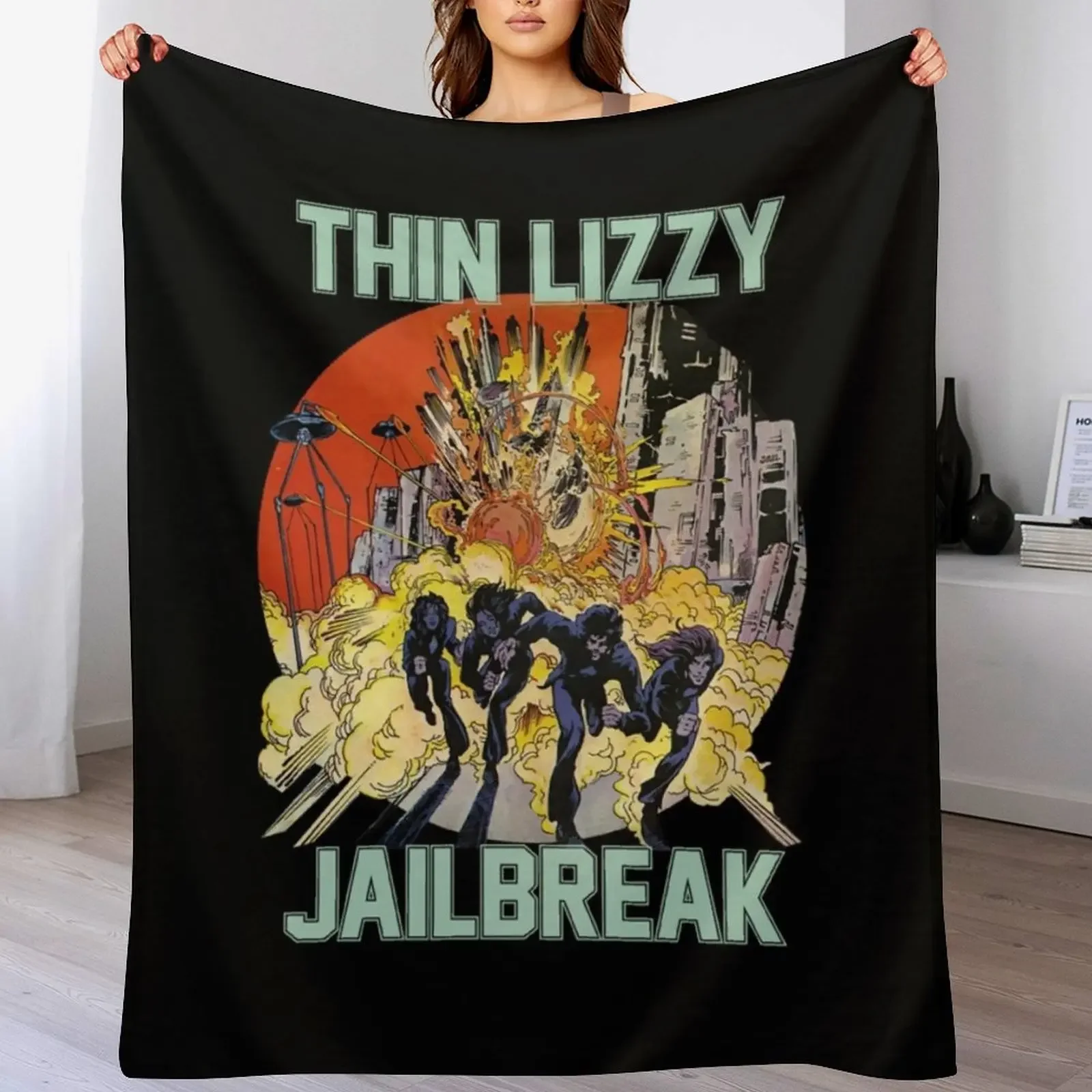 

Thin Lizzy Jailbreak Explosion Vintage Gift For Fans, Gift For Men and Women, Gift Halloween Day, Thanksgivin Throw Blanket