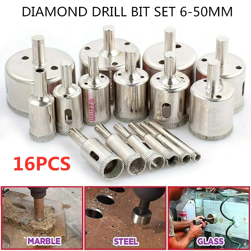 

6-50mm Hole Saw Drill Bit Set Glass Ceramic Tile Marble Saw Cutting Tool