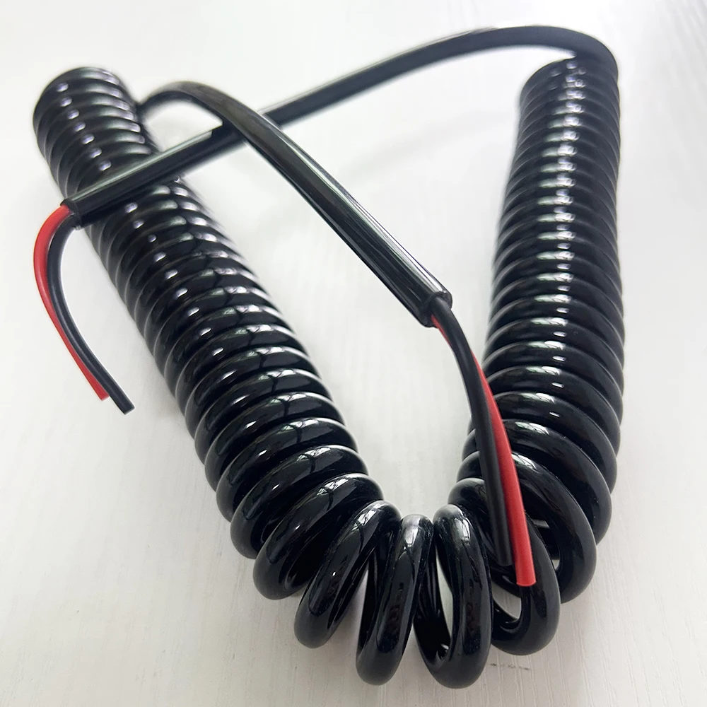 

Пружинный спиральный кабель 15 AWG, 2 ядра, 1,5 мм2, черный телескопический многожильный шнур питания, растягивающийся спиральный шнур, спиральный провод для ЧПУ