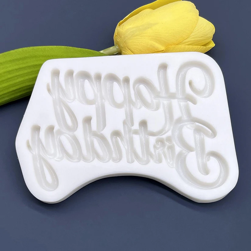 Happy Birthday Baby Silicone Sugarcraft Mold Resin Tools Cupcake Baking Mould Fondant Cake Decorating Tools