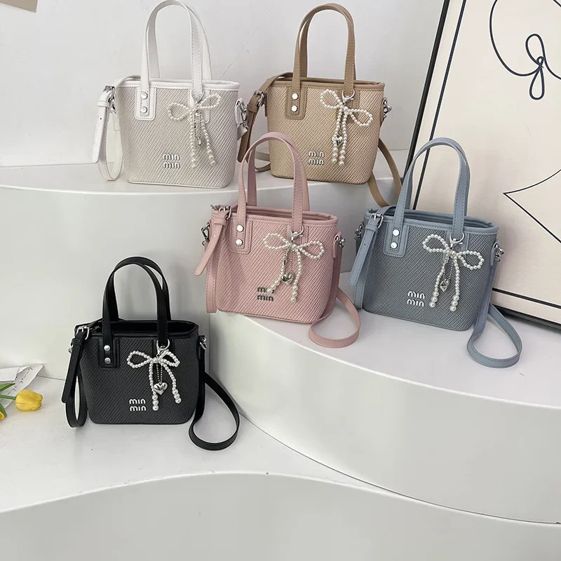 

Fashionable Hand-held Bucket Bag, Shoulder Bag, 2025 New Butterfly Bow Hanging Decoration Crossbody Bag