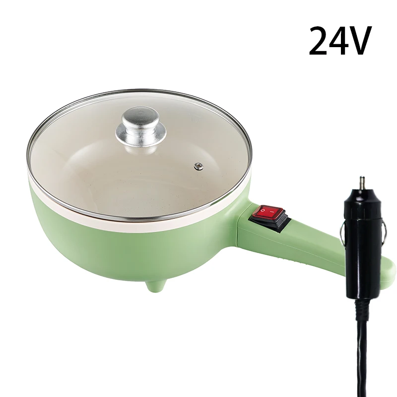 

Arier 24V 250W Multi-Function Electric Frying Pan Portable Steamer for Trucks, RVs, Boats, and Campers Green with Steamer