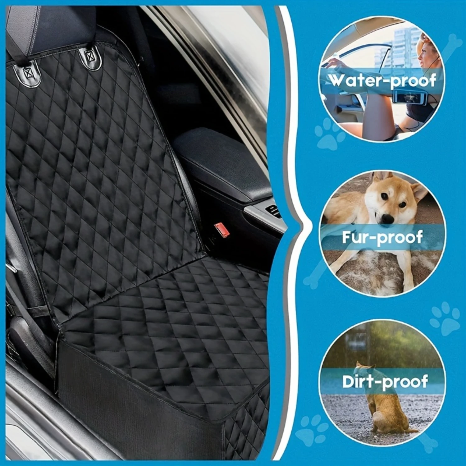 

Waterproof Pet Seat Cover Protector Mat for Dogs and Cats - Portable and Durable Car Front Seat Mat