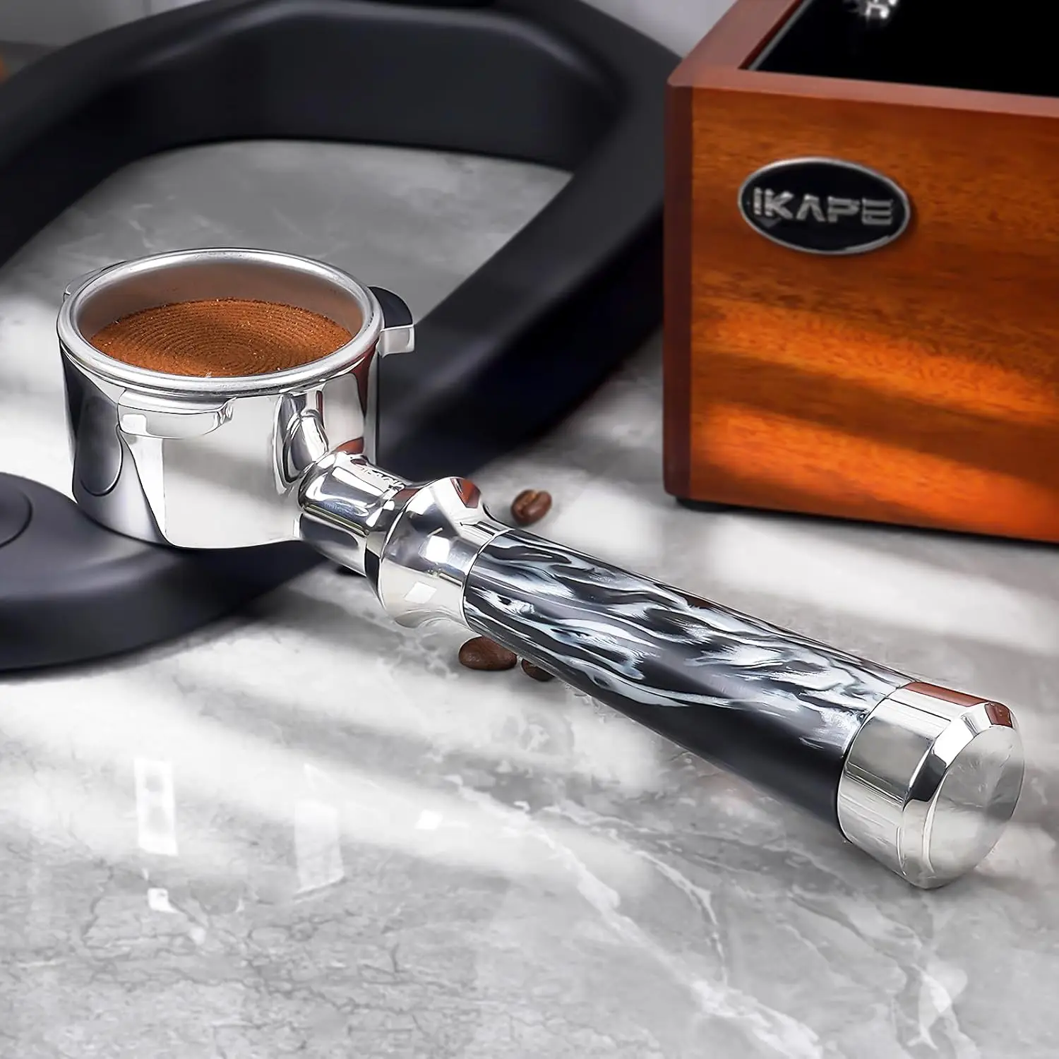 

IKAPE 54/58mm Bare Coffee Bottomless Portafilter Basket with Resin Handle,Compatible with Breville/E61 Lamarzocco Coffee Machine