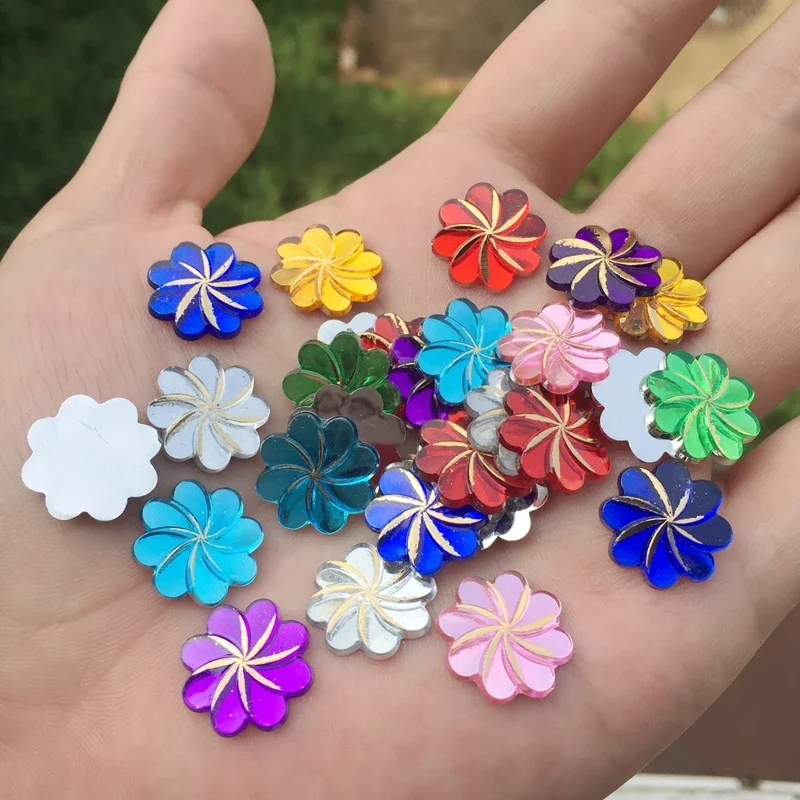 30pcs Flower design acrylic rhinestone Art Rhinestones for DIY 15mm -Z31A
