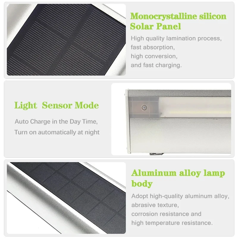 Outdoor Light Solar com Sensor de Movimento Alumínio 900lm 1100lm IP65 Impermeável Signboard LED Wall Light