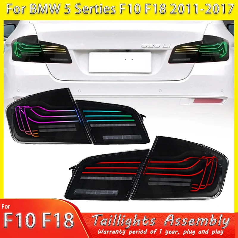 

Автомобильные светодиодные задние фонари для BMW серии 5 F10 F18 Задние фонари LCI RGB Стиль Полностью светодиодные задние фонари Задний тормозной фонарь заднего хода
