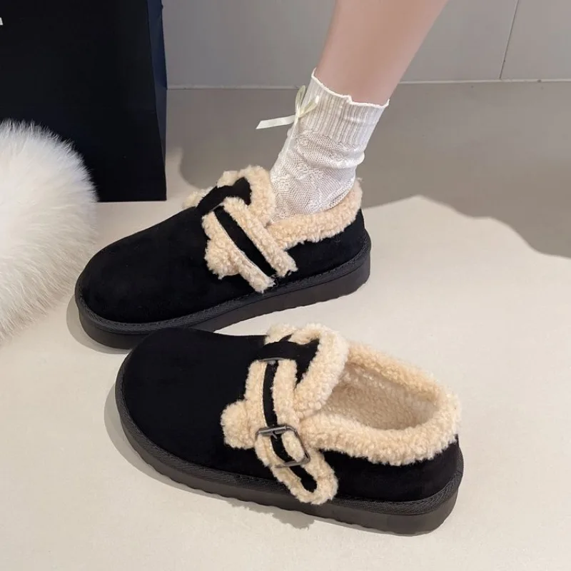 New Fashion Fluffy Platform Slippers for Women 2026 Winter Plush Warm Cotton Shoes Woman Comfort Non Slip Unisex Home Slippers