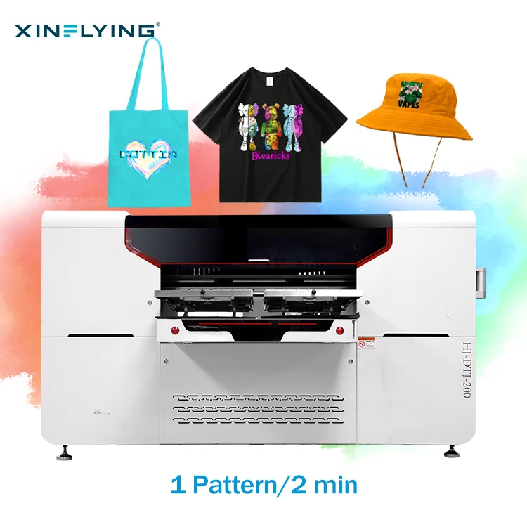 Multifunction Digital DTG Printer Dual-Station I3200 Head with White Ink Circulation System 9-Colors Printing on T-shirt Fabrics