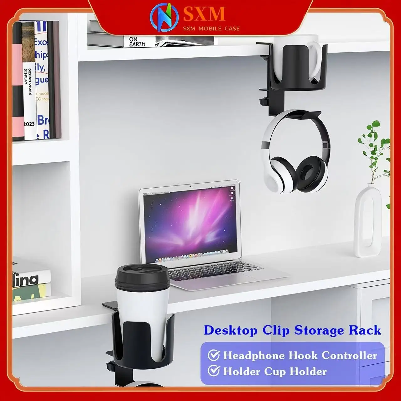 Nicht perforierter Tischbecherhalter mit Haken, Tischbeutelhalter für Kleinigkeiten, Getränkehalter