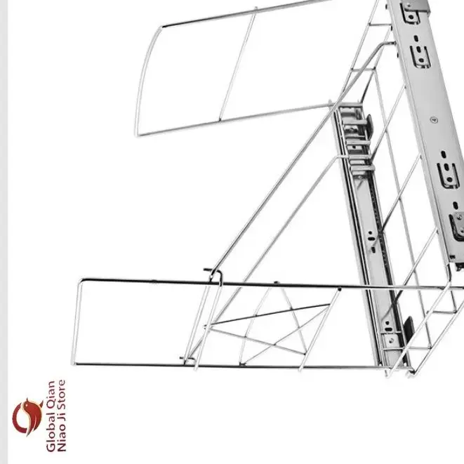 Adjustable Pull-Out Trash Bin Frame Under-Sink Trash Rack Sliding Cabinet Pull-Down Trash Can Holder for Kitchen Storage