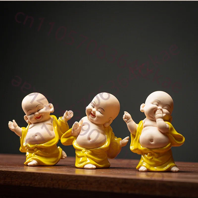 Ceramic Little Monk Sculptures And Figurines，Cute Little Buddha Statue Home Room Office Table Decoration And Accessories