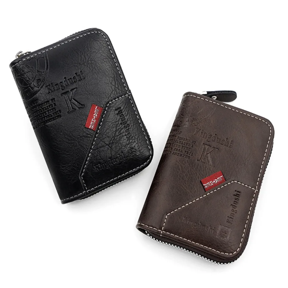 

PU Leather Men's Short Wallet Portable Multi-position Large Capacity Pocket Purse Thin 11 Cards Slim Male Leather Purse Travel