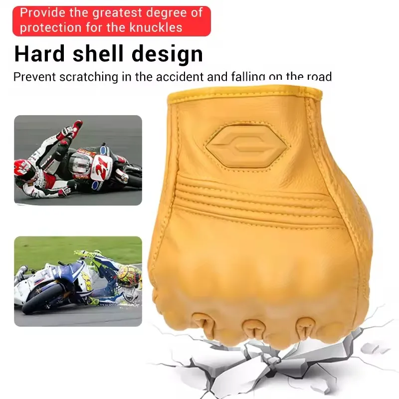 

Premium Goatskin Motorcycle Riding Gloves with Touchscreen & Drystar Membrane 4 Seasons Waterproof for Off-Road Cycling & Racing