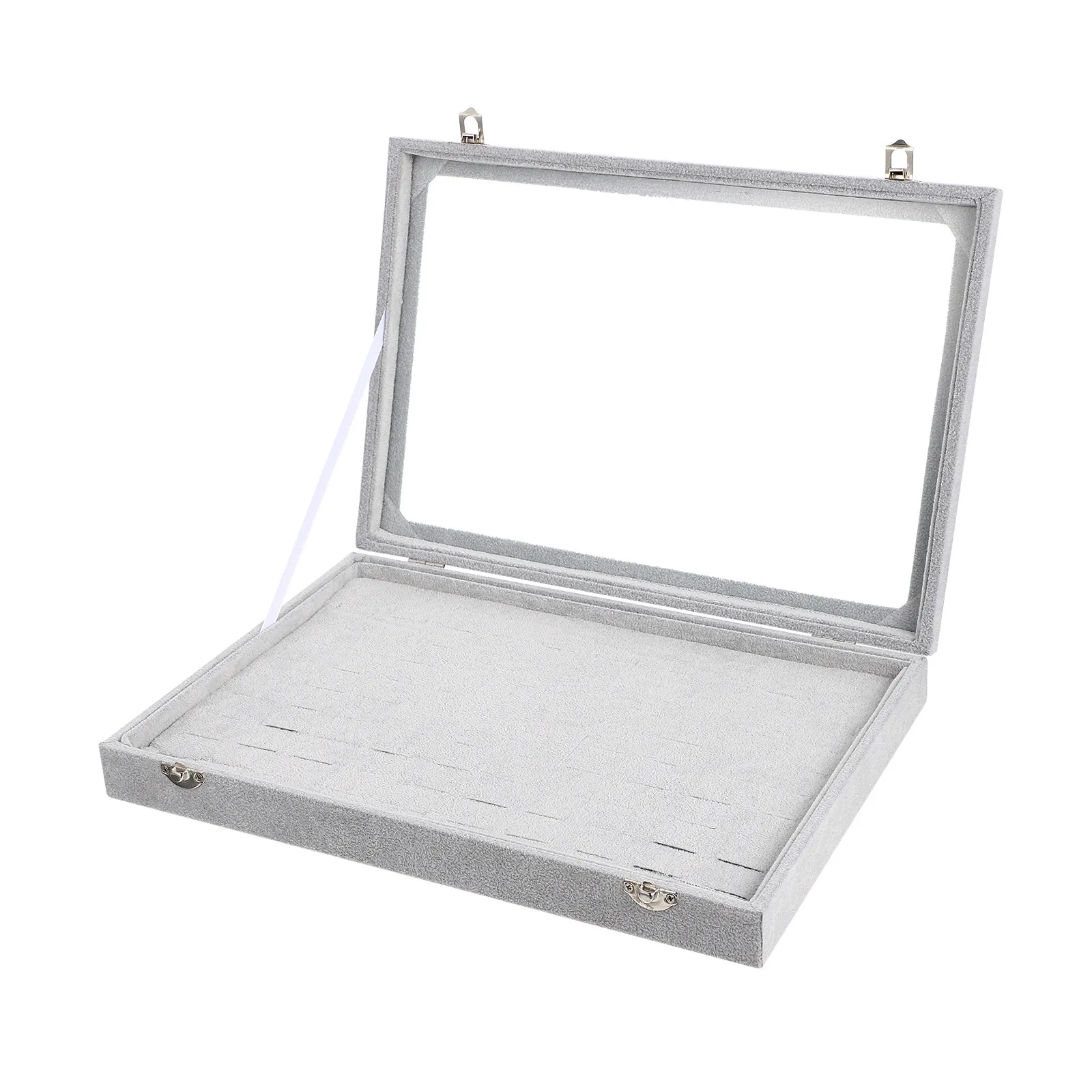 Ring Display Box Transparent Lid 100 Slots Organizer Tray Jewelry Holder Storage Showcase Ring Display Case Jewelry Organizer