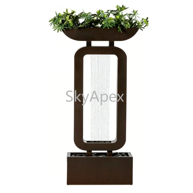 Living Room Floor to Ceiling Creative Flowing Water Ornament Drawstring Rain  Curtain  Water Feature System Landscape Decoration