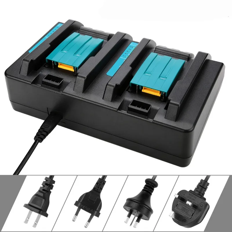 

Portable Lithium Battery Charger Dual-port Battery Charger Compatible with For Makita 14.4V–18V Lithium Batteries Fast Charging