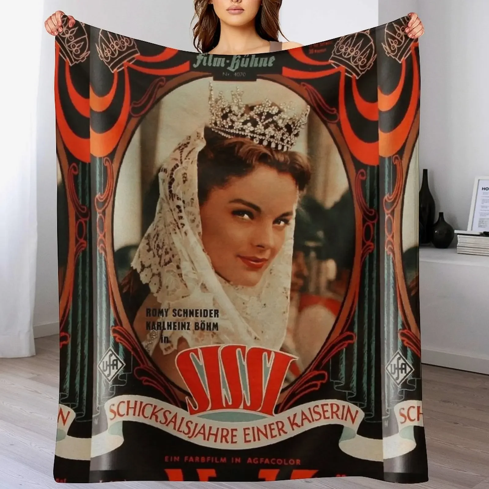 

Empress Sissi, vintage 1957 Movie poster Throw Blanket Shaggy For Decorative Sofa for babies Soft Plush Plaid Blankets