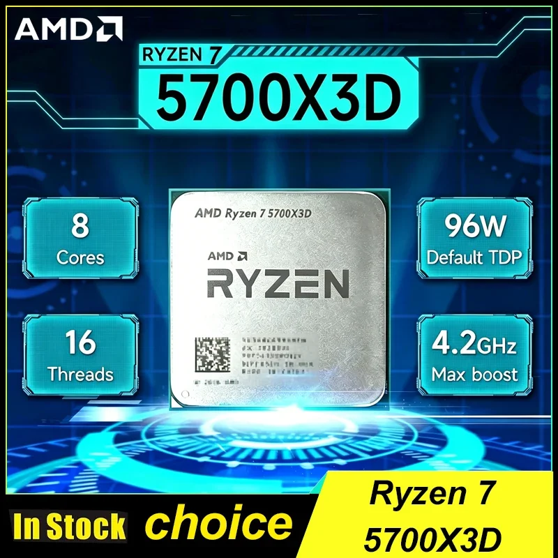 

AMD Ryzen 7 5700X3D Bulk CPU for X570 B550 8-Cores 16-Threads 3 GHz Up to 4.1 GHz 105W AM4 CPU DDR4 Ryzen 5000 Series Processor