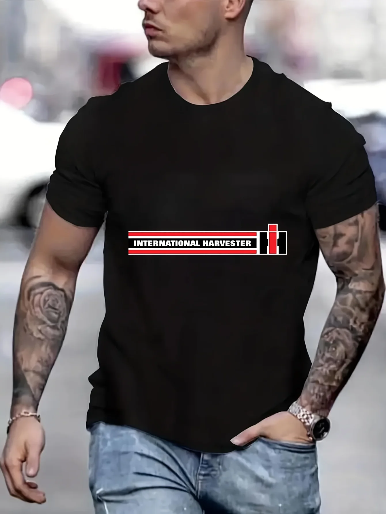 INTERNATIONAL HARVESTER STRIPES LOGO T Shirt Top Graphic Tee Anime Men T shirt Printed T-Shirt B5024300