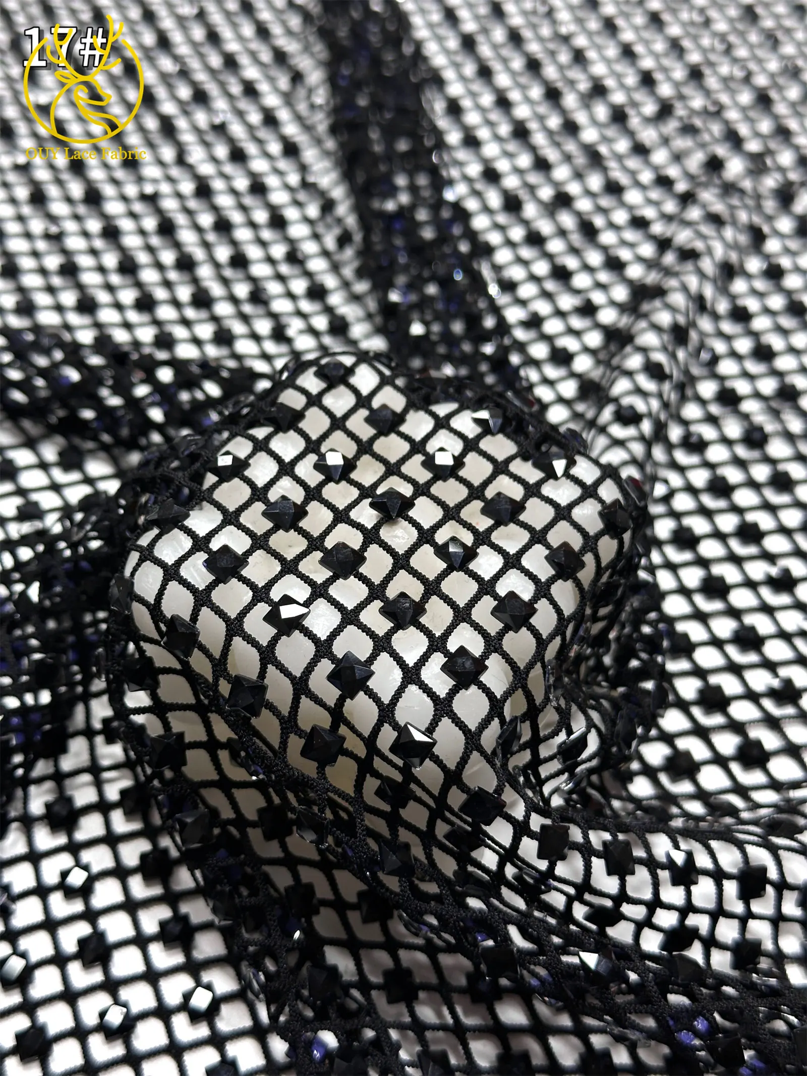Luxuriöser Hochwertiger Edelstein-Stretchstoff 2026 Luxuriöser Hochwertiger Glitzer-Kristall-Strass-Stoff für Party- und Abendkleider zum Nähen – Detail 24