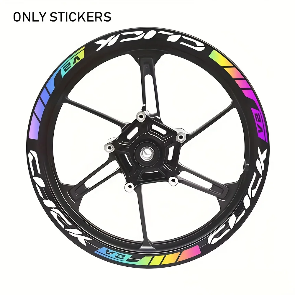 1 ensemble de décalcomanies décoratives pour roues de moto de Style V2 (15cm/5,91 pouces) – auto-adhésives multicolores pour la personnalisation des jantes de vélo