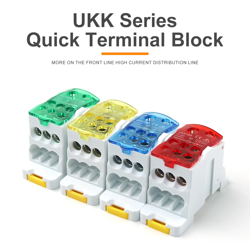 160A UKK Series Quick Terminal Block Universal Cable Wire Connector Single-pole Splitter Distribution Box Two In Six Out 690V