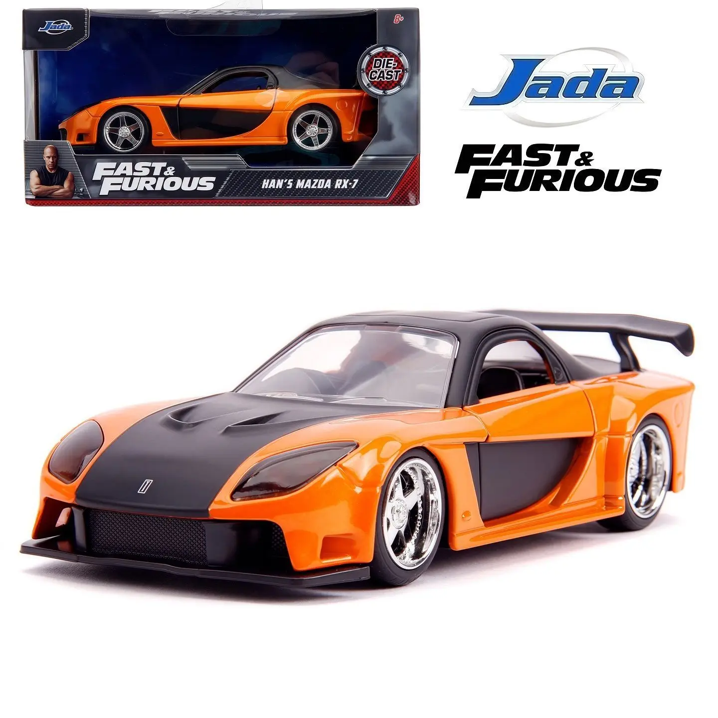 Jada 1:32 Scale Fast and Furious Car Model 1997 Mazda RX-7 Alloy Metal Diecast Toys Collect Decorative Ornaments Vehicles Gift