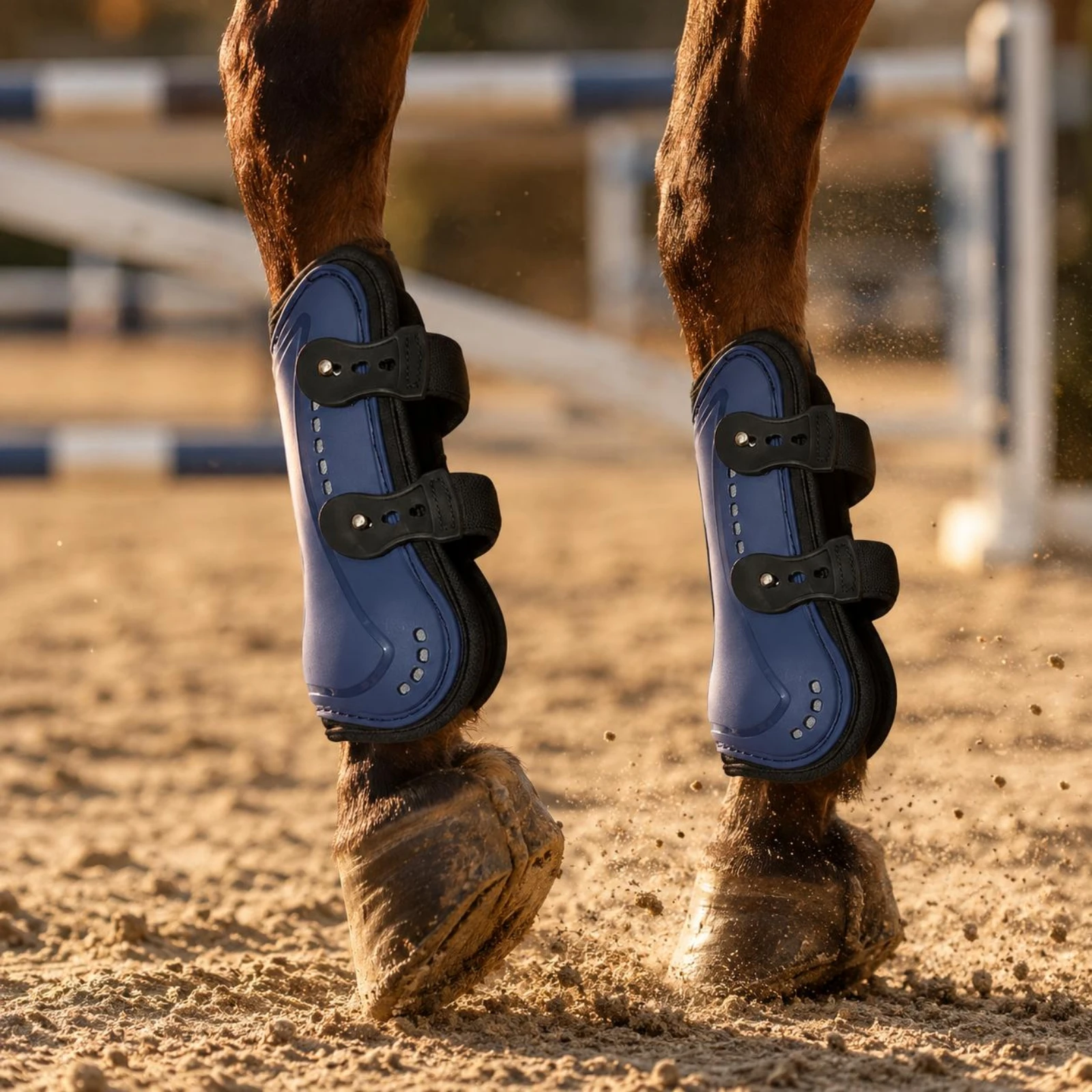 Jumping Leg Boot Ventilated Jumping Boot Equine Gear Adjustable Straps Long-Lasting PU Shell