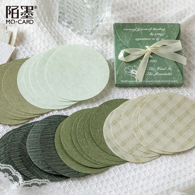 30pcs/lot Memo Pads Material Paper solid color round Junk Journal Scrapbooking Cards Retro Background Decoration Paper