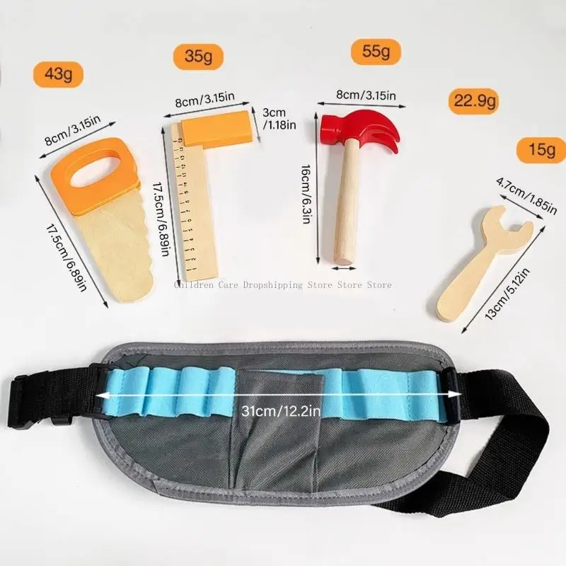 Kinder-Werkstatt-Werkzeug aus Holz, vorgetäuschtes Spiel-Werkzeug-Set, sicheres pädagogisches Gebäude-Konstruktionsspielzeug für