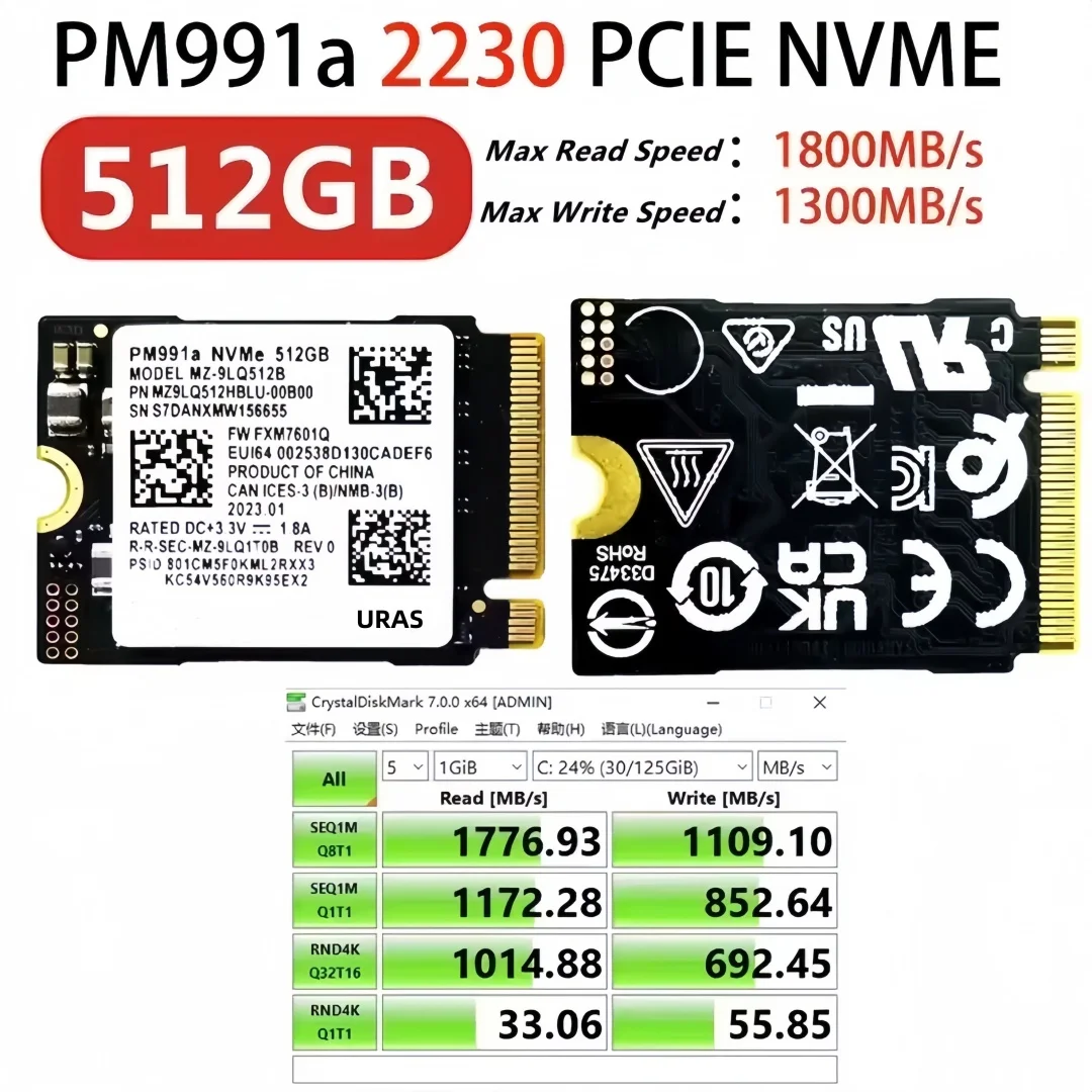 Original PM991a 1TB 512GB 256GB SSD M.2 2230 Internal Solid State Drive PCIe3.0x4 NVME SSD For Microsoft Surface Pro7+ SteamDeck