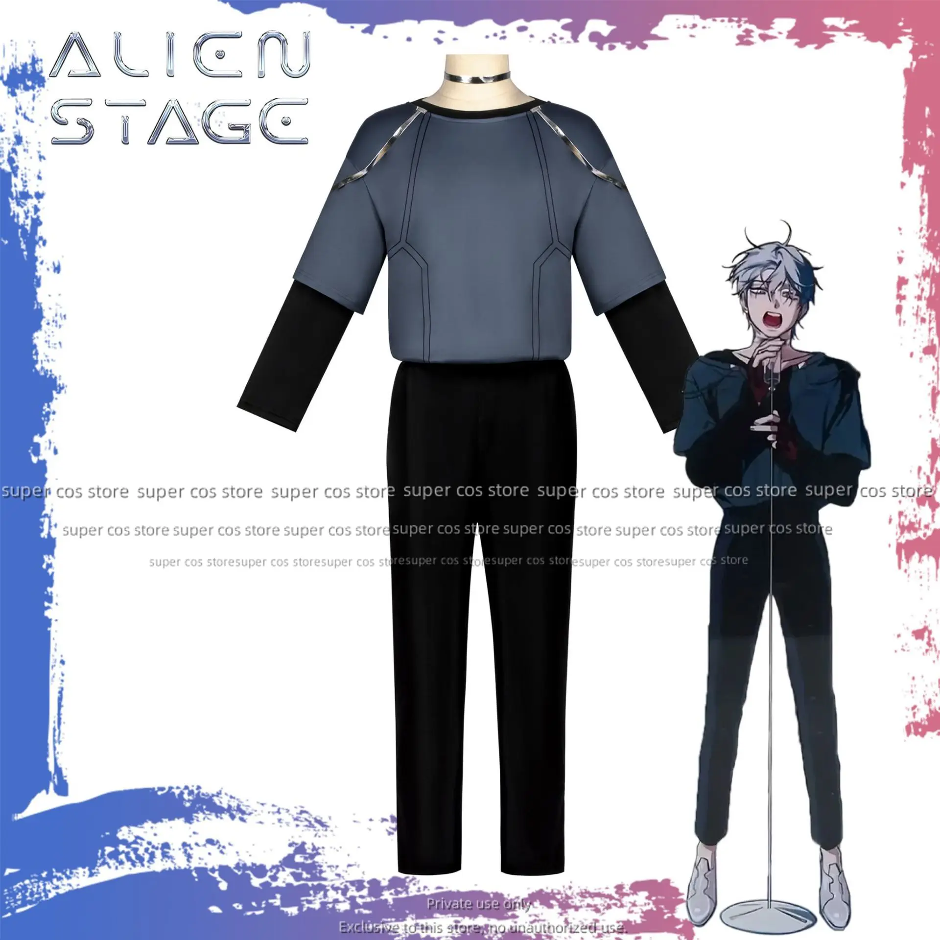 زي AlienStage التأثيري R7 حتى بدلة أداء المرحلة Luka - شكل فريد وامض ذهب - زي الهالوين الخيال العلمي للرجال