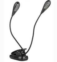 Double Pole Table Reading Light Mini LED Reading Lamp with Dual Flexible Clip-on Arm Eye-protection Desk Light with 8 LED