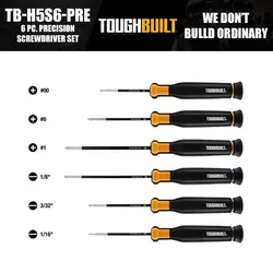 ToughBuilt TB-H5S6-PRE 6 PC. Precision Screwdriver Set Hand Tools Accessories