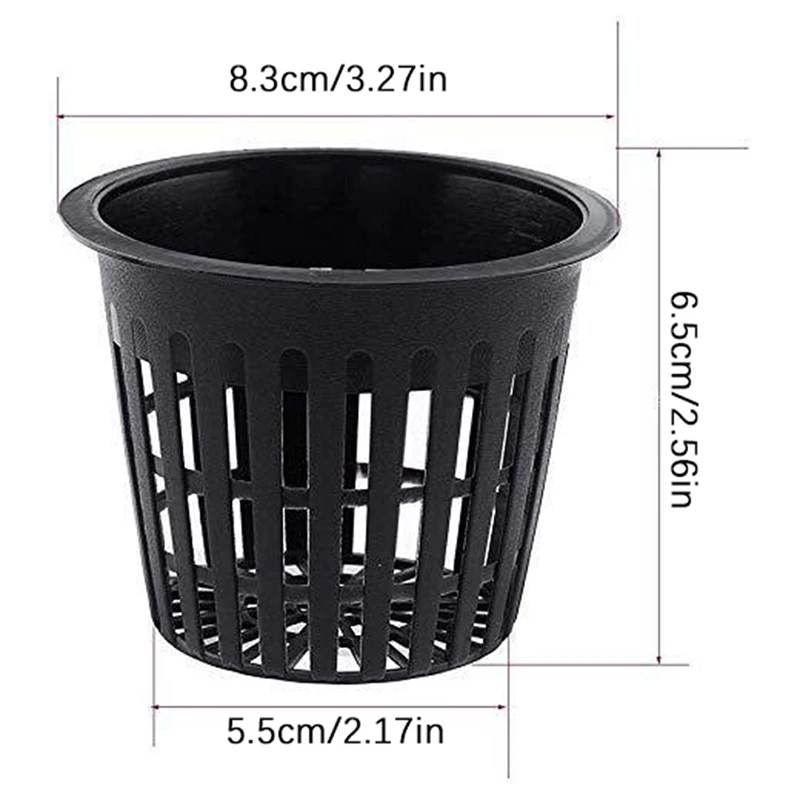 10pcs Grow Orchids Wide Lip Hydroponics Cups Planting Mesh Pot Soilless Net Basket Slotted Container Colonization Black 3 Inch