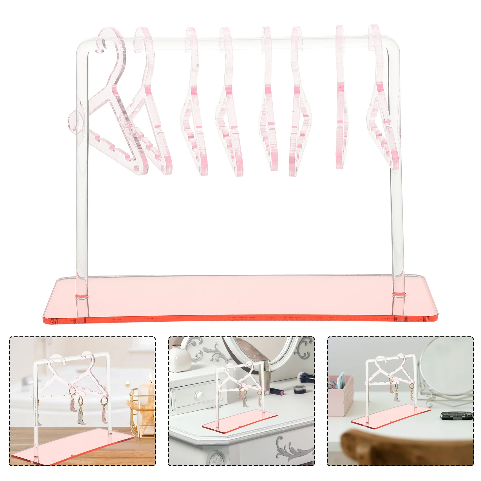 

1Set Acrylic Jewelry Organizer Stand Earring Hanger Display Rack for Earrings Necklace Holder Desktop Storage Organizer