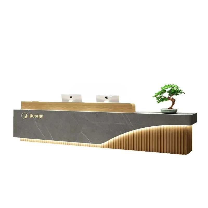 

cqyChinese Office Reception Table Company Reception Desk Beauty Simple Modern Bar Hotel Cashier Front Desk